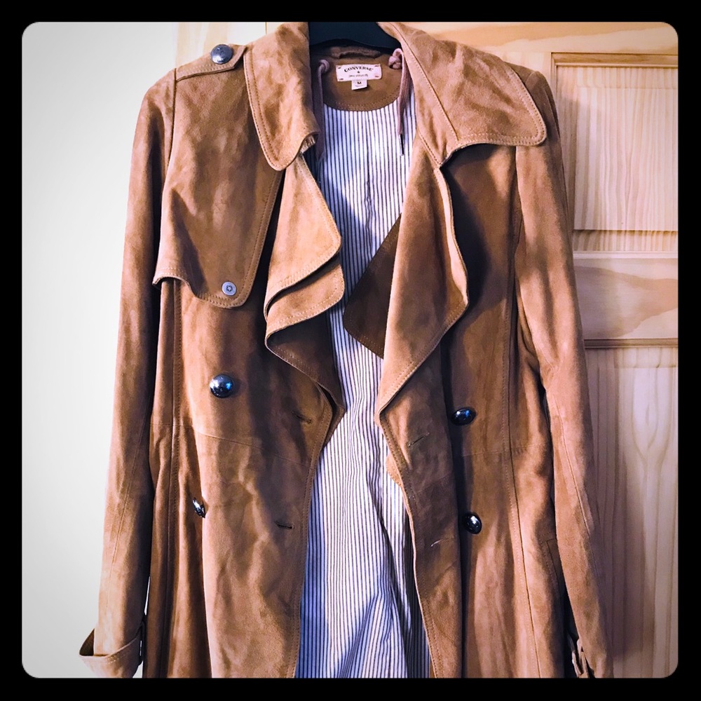Suede camel trench